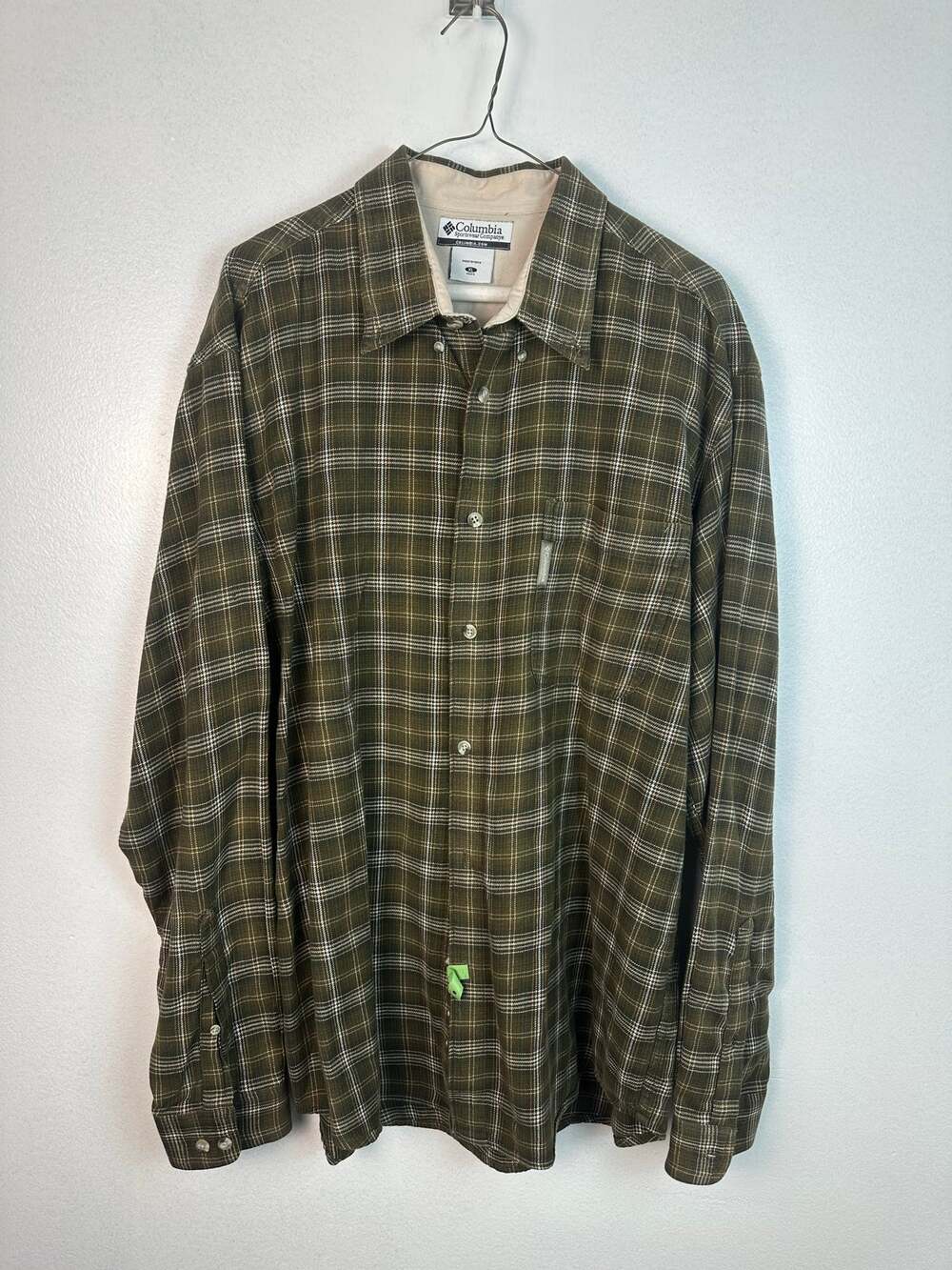 Columbia Men's plaid shirt long-sleeve button-up green plaid XL gorpcore,casual